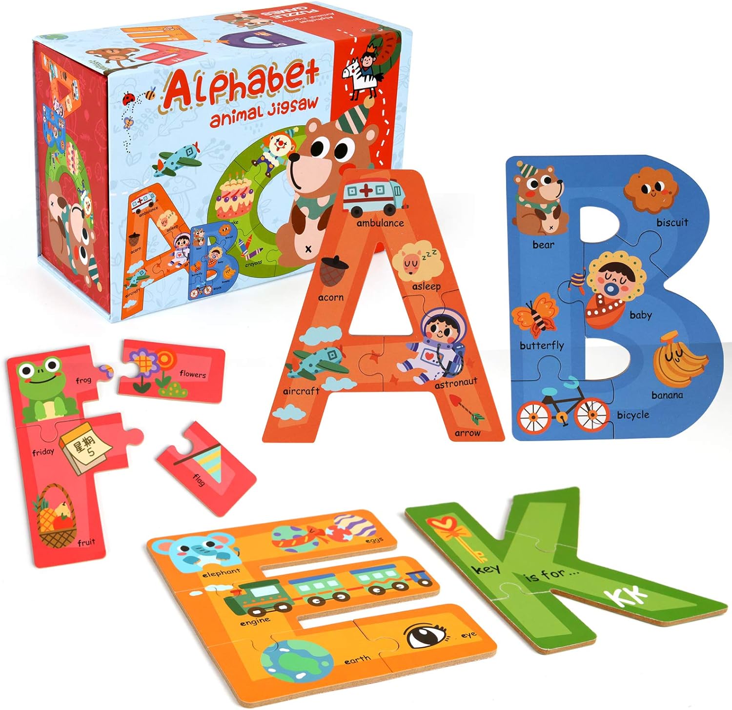 SYNARRY Wooden Alphabet Puzzles for Kids Ages